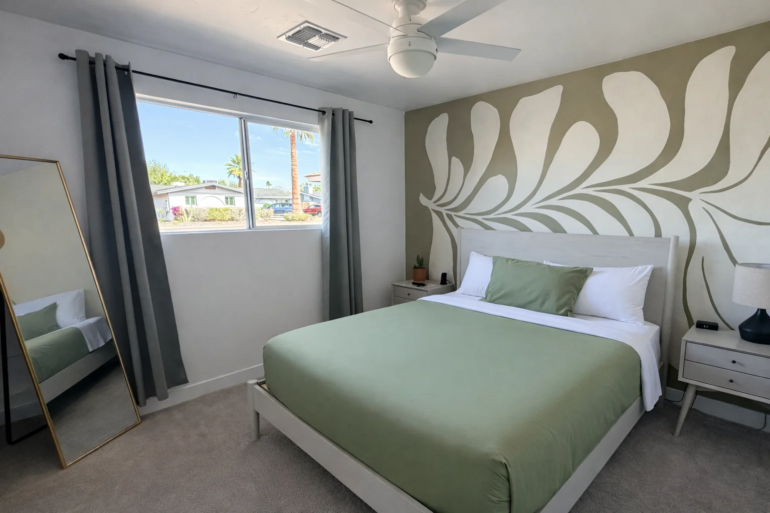Green guest bedroom at El Charro Sol Scottsdale